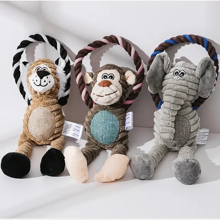 Squeaky Dog Plush Toy – Interactive Animal Chew Toy for Dogs, Teeth Cleaning Pet Toy