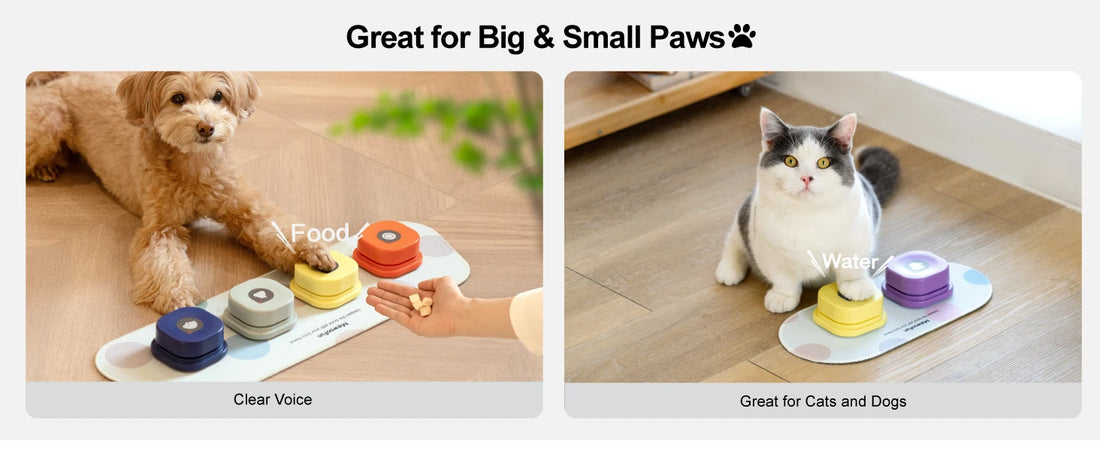 Mewoofun Talking Dog Buttons – Voice Recording Communication Buttons for Pets with Mat | Interactive Training Buzzer for Dogs & Cats