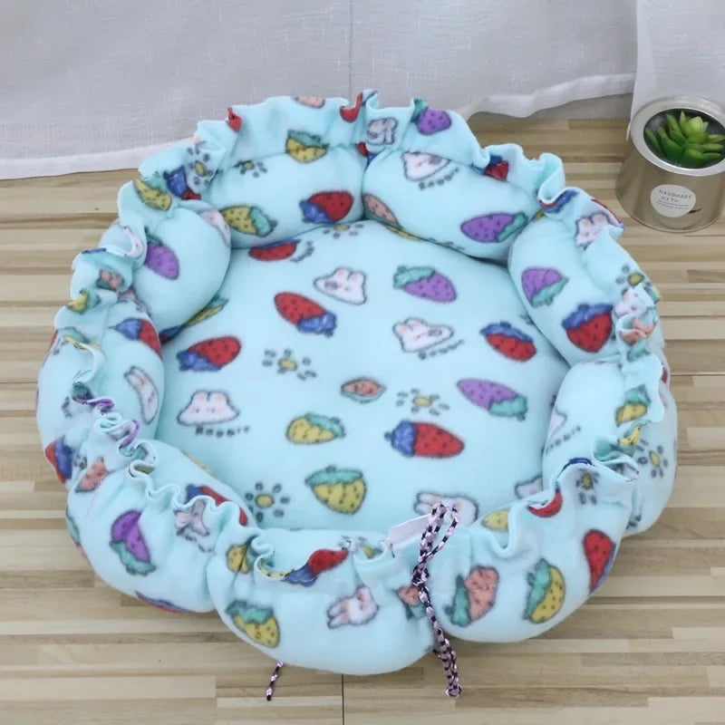Drawstring Dual-Use Pet Bed – Adjustable Soft Nest Cushion for Cats & Small Dogs