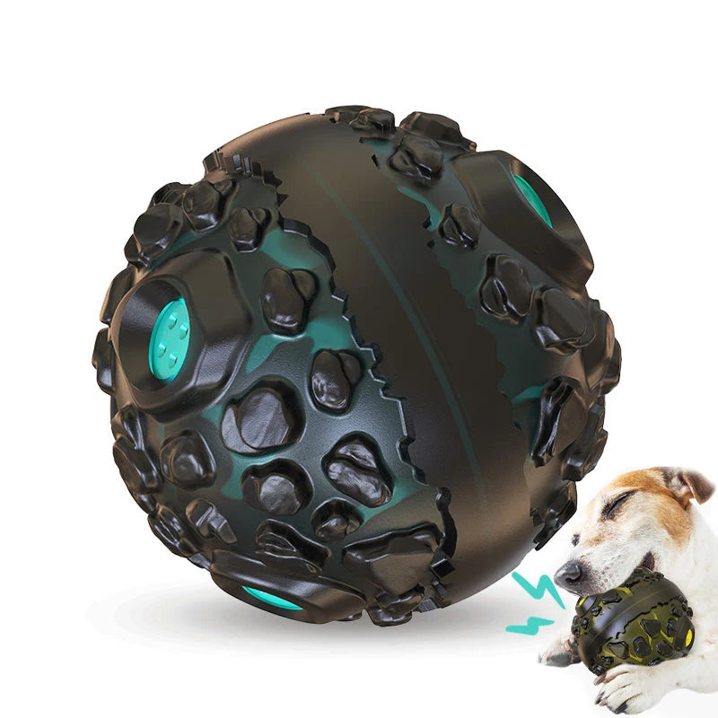 Natural Rubber Dog Chew Ball – Squeaky Interactive Toy for Teeth Cleaning & Play – For Small, Medium & Large Dogs