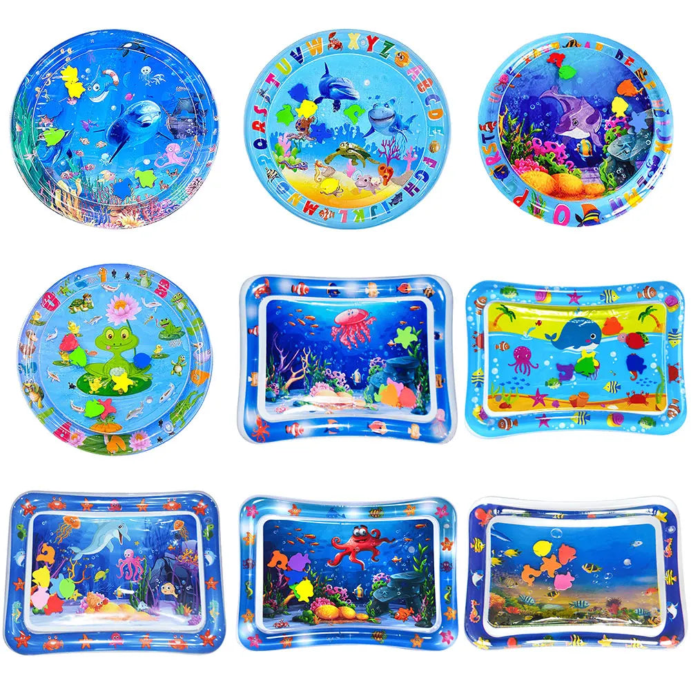 Inflatable Water Sensory Play Mat for Cats & Dogs – Ocean Theme Pet Playmat with Floating Fish Toys