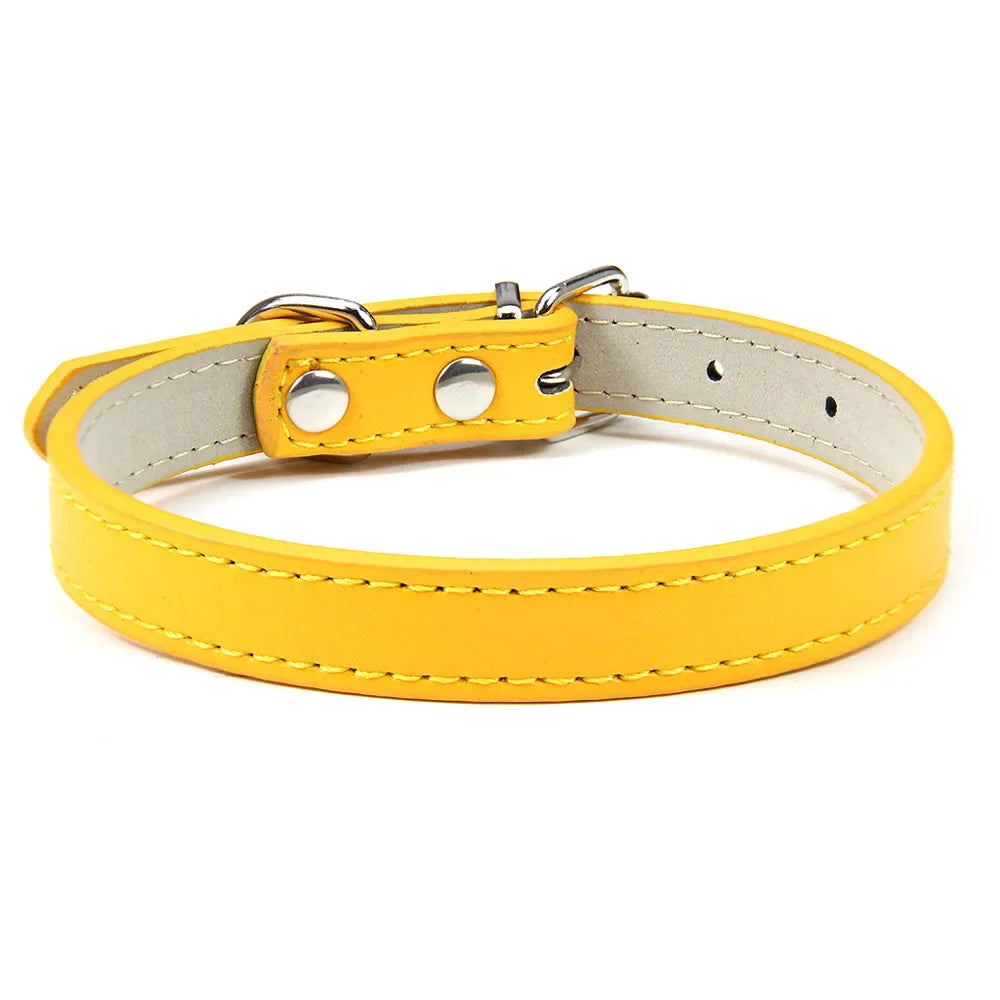 Soft Leather Adjustable Dog Collar – Safe & Stylish for Dogs and Cats