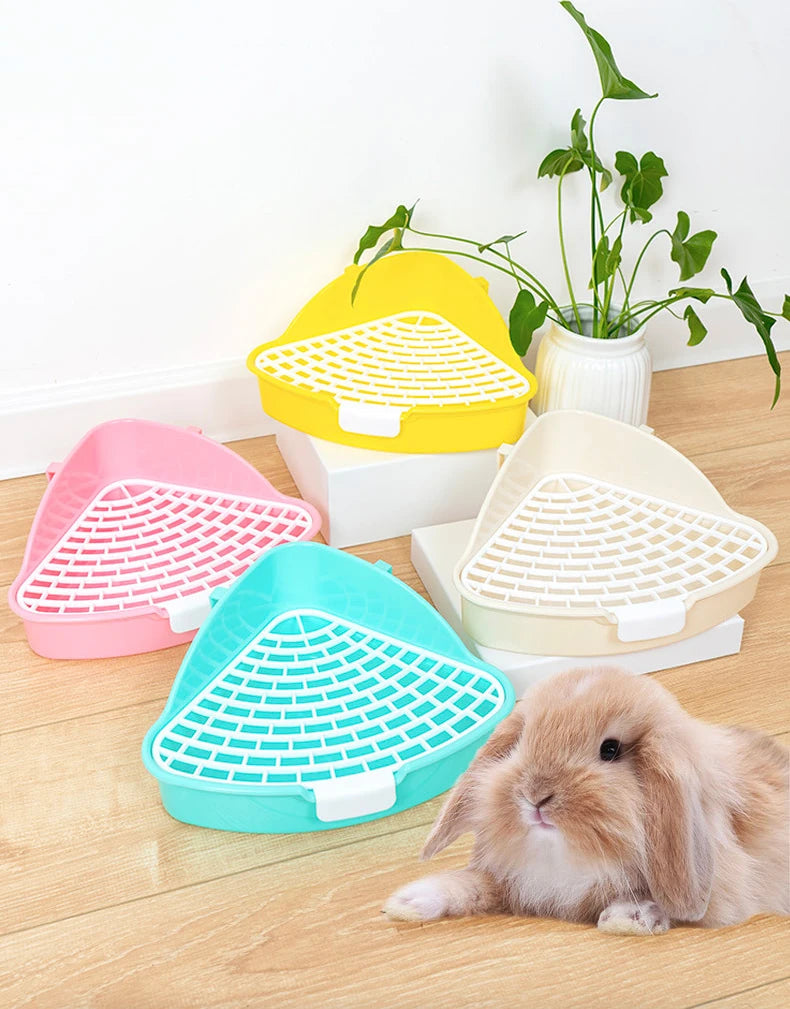 Corner Rabbit Litter Pan – Small Animal Potty Trainer for Bunnies, Ferrets, Hamsters, Guinea Pigs & More