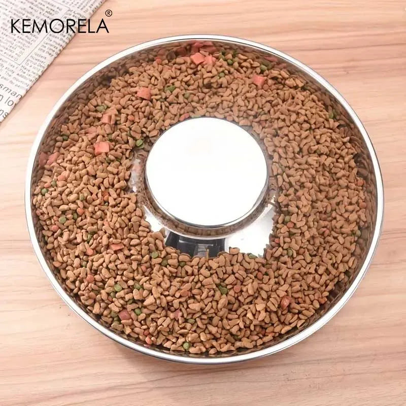 1PC Stainless Steel Dog Slow Feeder Bowl – Puppy Weaning Food & Water Dish, Anti-Gulping Pet Feeder Bowl