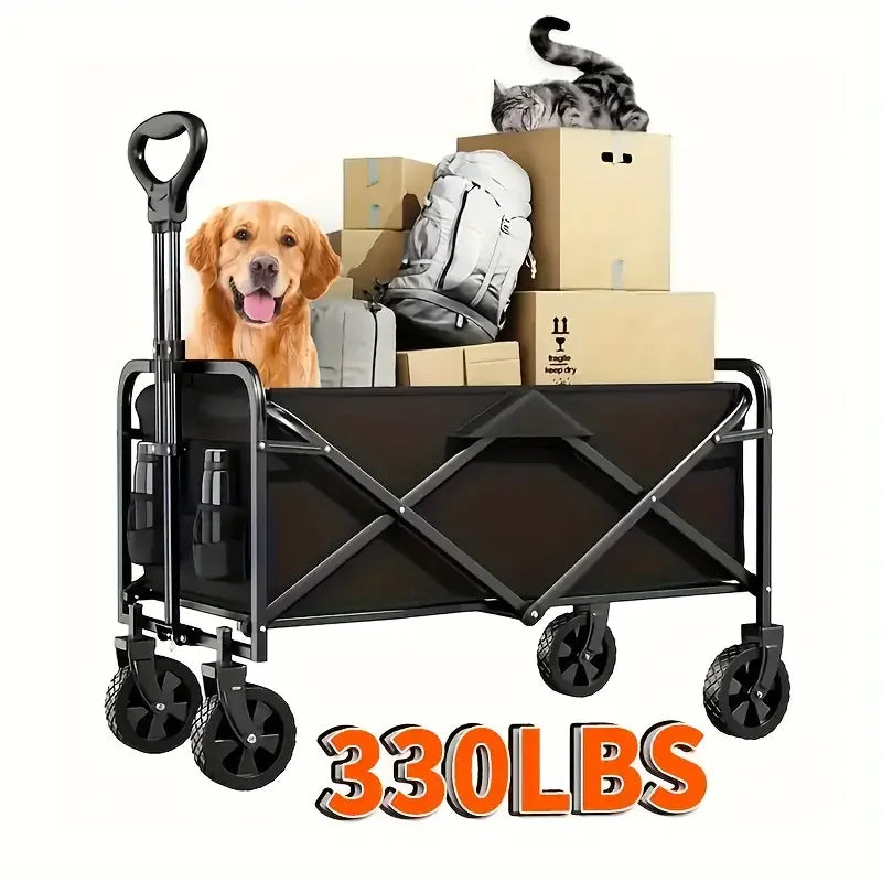 1PC Collapsible Foldable Wagon Cart – Heavy-Duty Utility Cart with All-Terrain Wheels for Outdoor, Car, or Snow Use