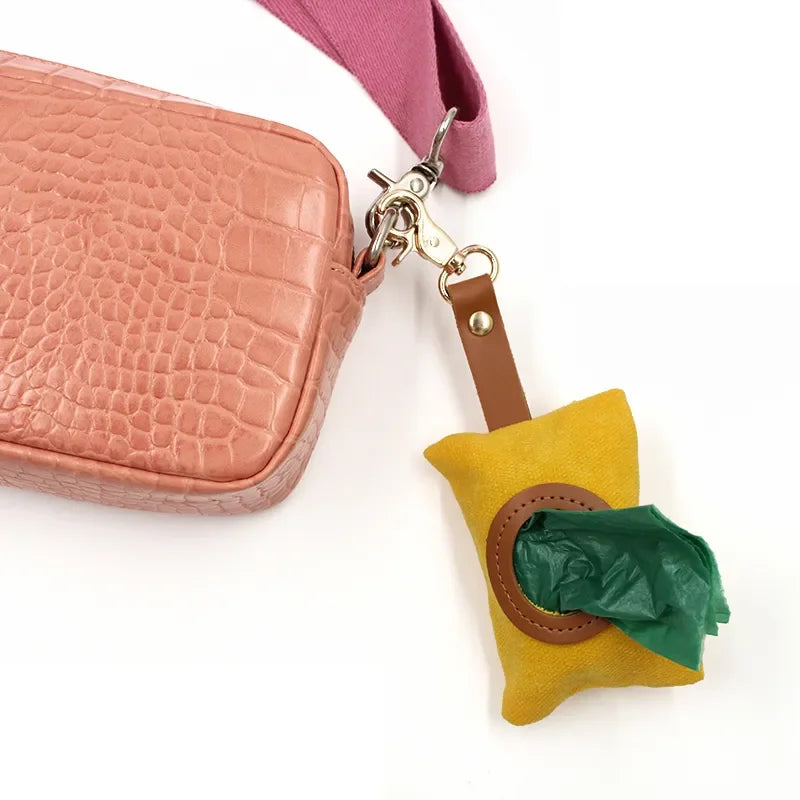 Canvas Pet Dog Poop Bag Holder – Adjustable Leash Attachment