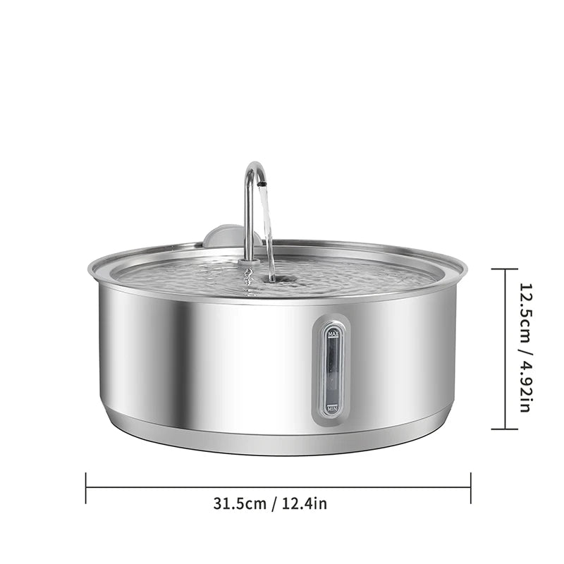 🐕 8L Automatic Stainless Steel Dog Water Fountain – Wireless Battery & Sensor Dispenser