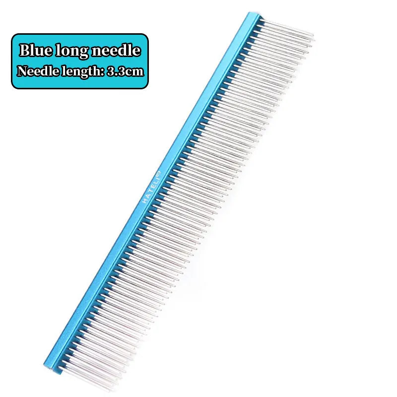 Double Row Dog & Cat Grooming Comb – Stainless Steel Pet Hairbrush for Shedding & Styling
