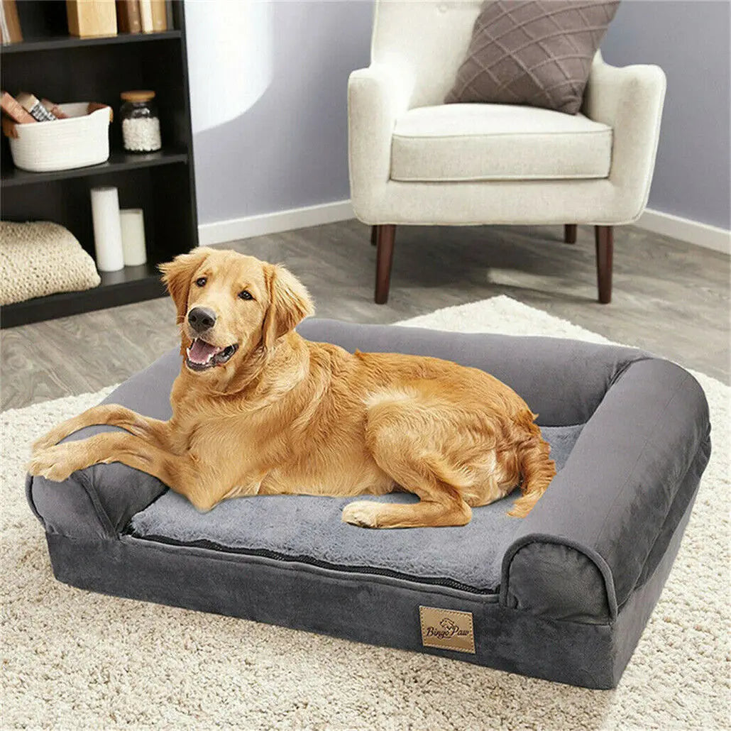 XXL Orthopedic Dog Bed with Bolster – Extra Large Cozy Pet Bed with Washable Cover for Large Breeds