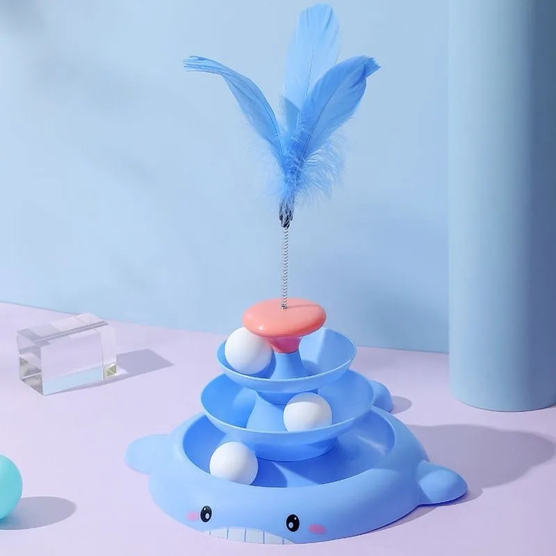 Self-Amusement Cat Turntable Toy – Automatic Fun Cat Ball & Stick Toy