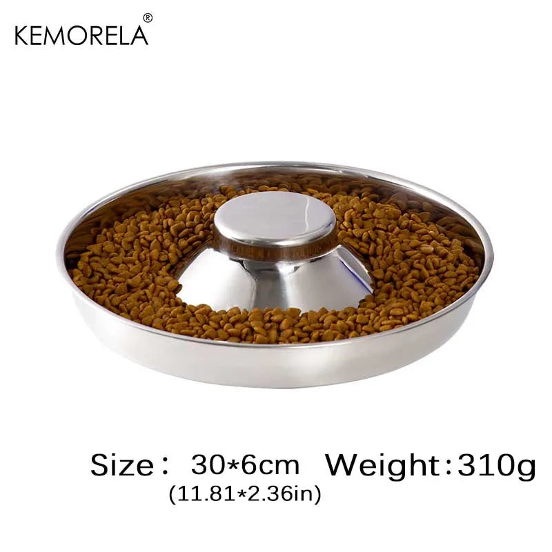 1PC Stainless Steel Dog Slow Feeder Bowl – Puppy Weaning Food & Water Dish, Anti-Gulping Pet Feeder Bowl