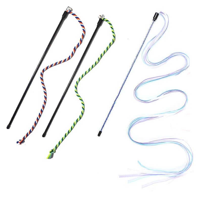 🐾 Cat Toy Interactive Teasing Rod – Rope Chase & Chew Wand for Kittens
