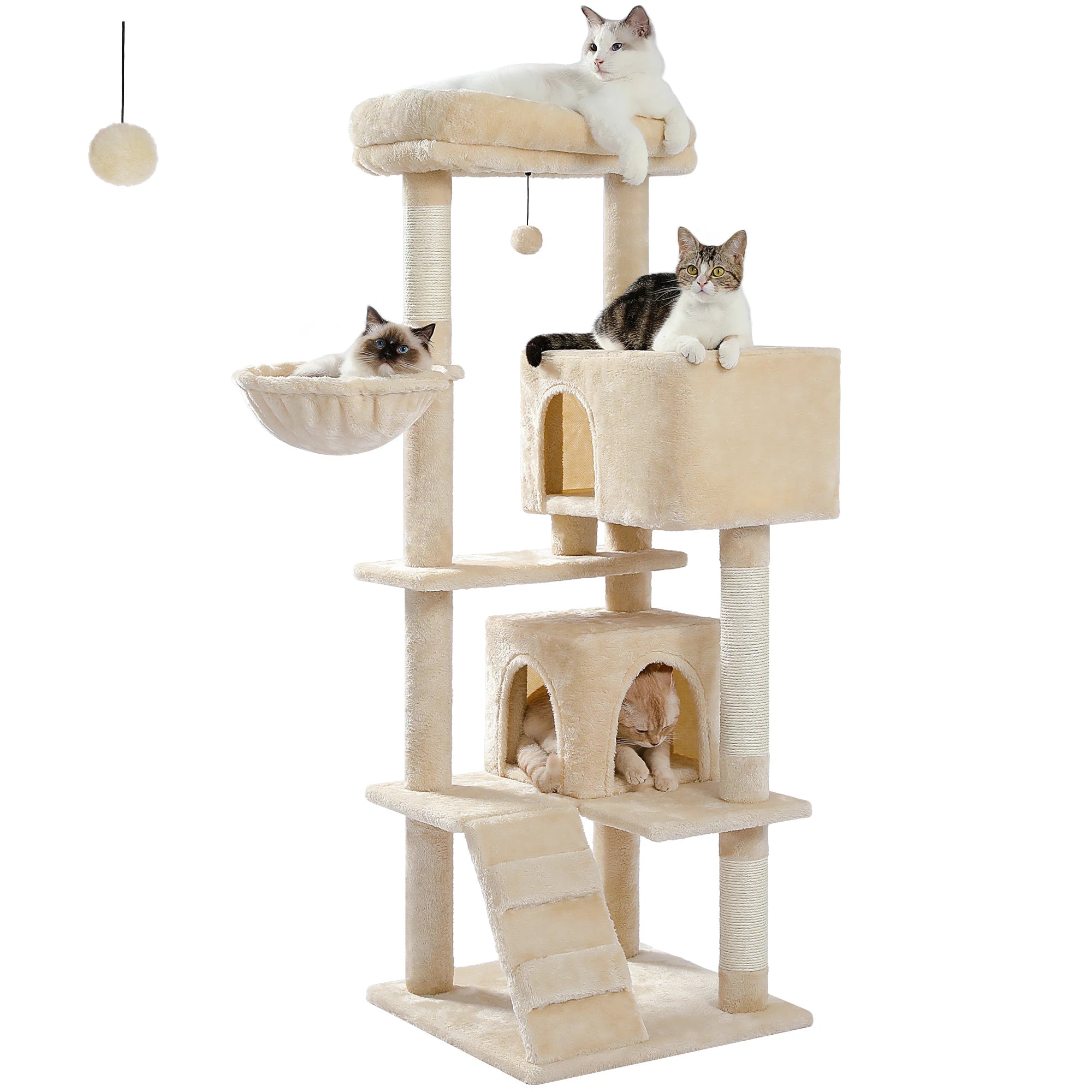 🐾 Cat Tree Tower Condo – Plush Perch, Hammock & Sisal Scratching Posts