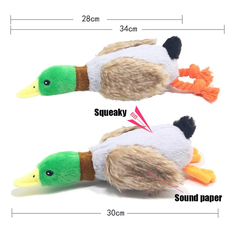 Plush Duck Squeaky Dog Toy – Chew Rope Toy for Teeth Cleaning & Play
