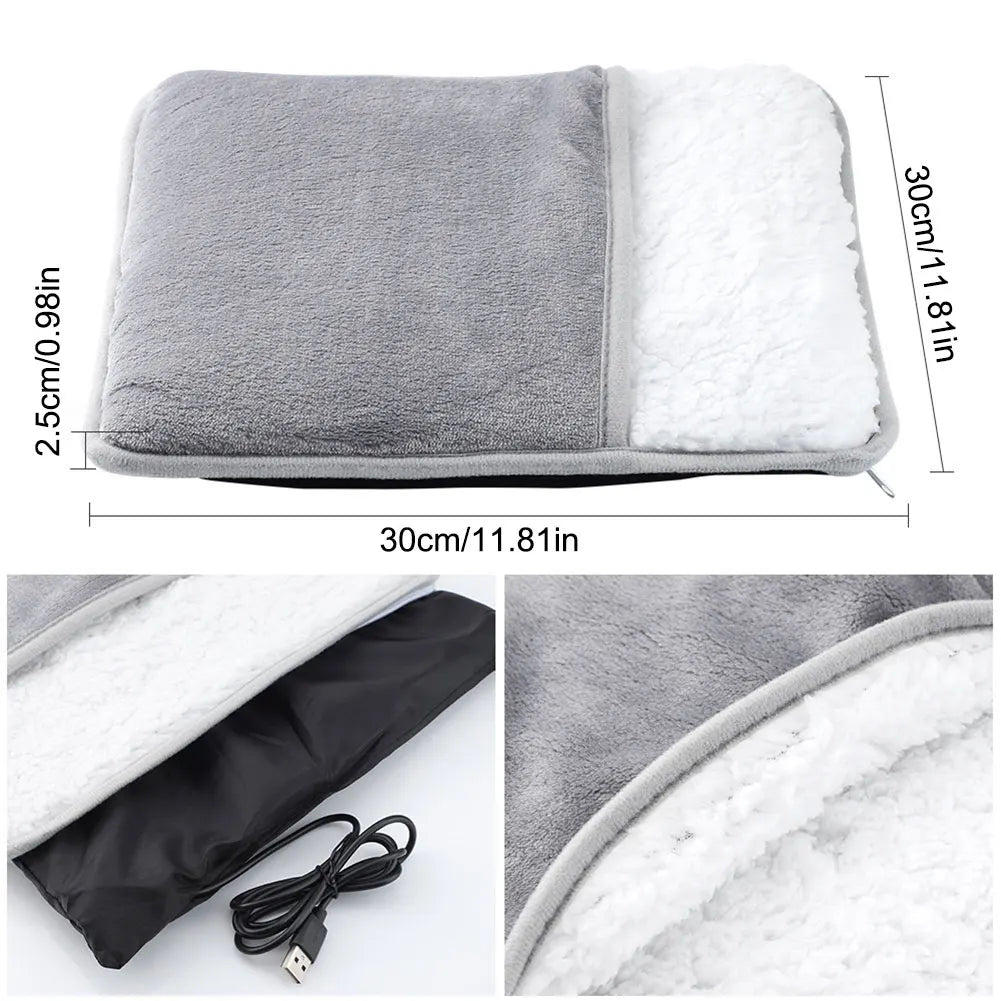 🔥 Winter Electric Foot Heating Pad – USB Powered, Plush Thermal Mat for Home & Office
