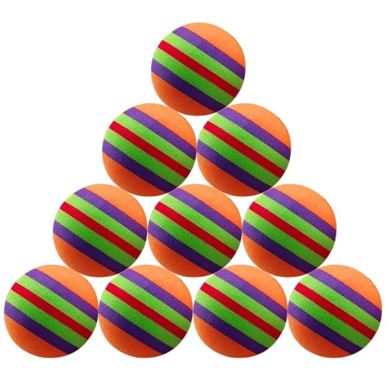 10Pcs Colorful Interactive Cat Toy Balls – Chewing, Rattle & Scratch Foam Balls for Kittens and Cats