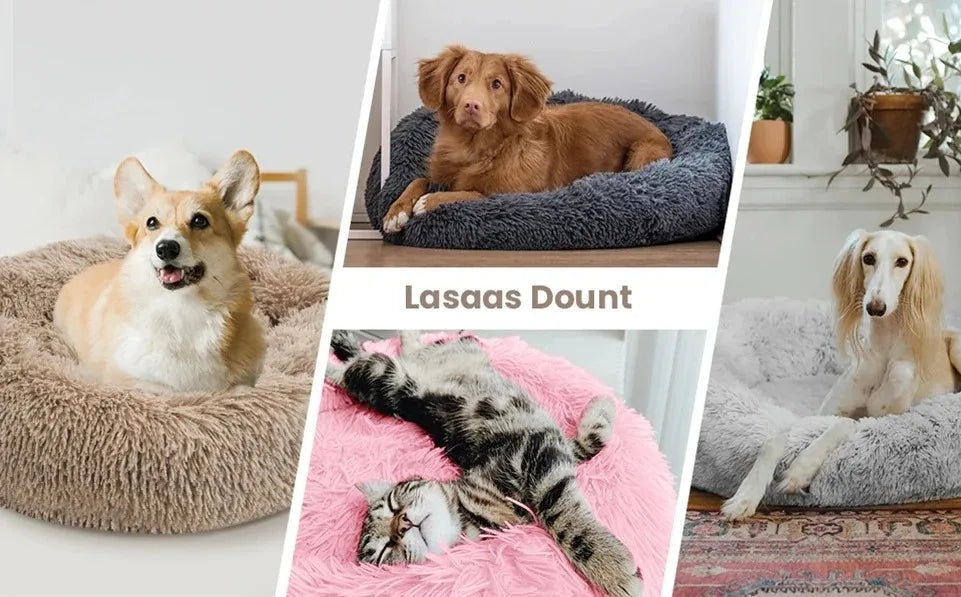Round Plush Dog Bed – Winter Warm Washable Cat & Dog Basket Bed for Small, Medium & Large Pets