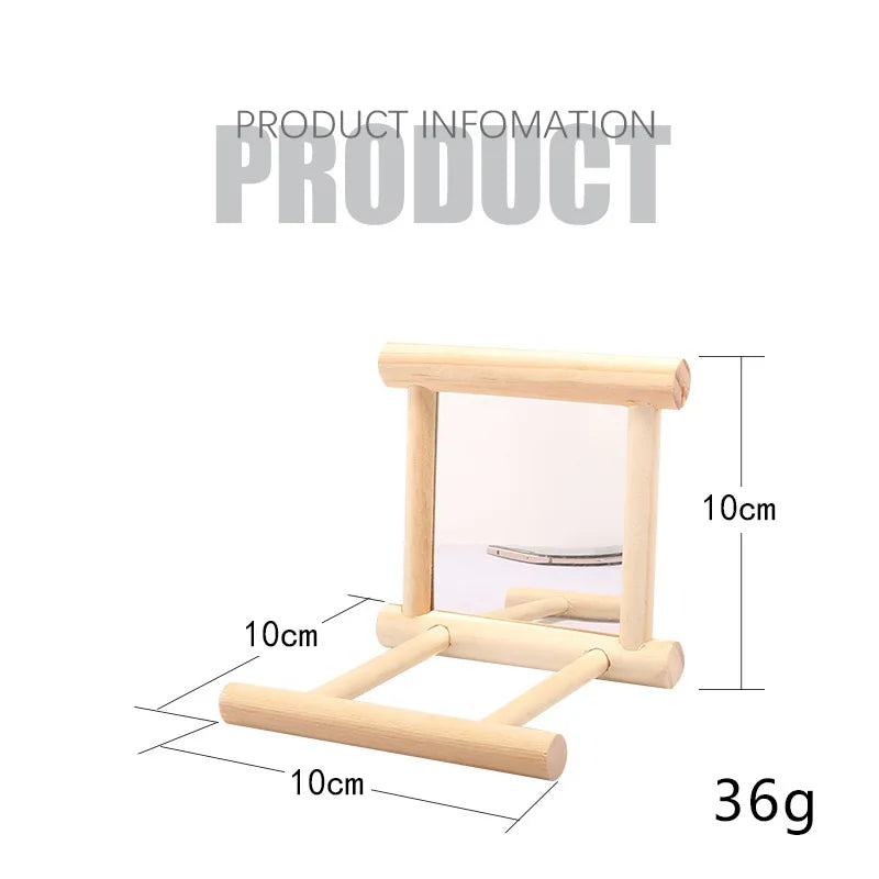 Bird Mirror Toy with Perch – Cage Accessory for Parrots, Budgies & Cockatiels