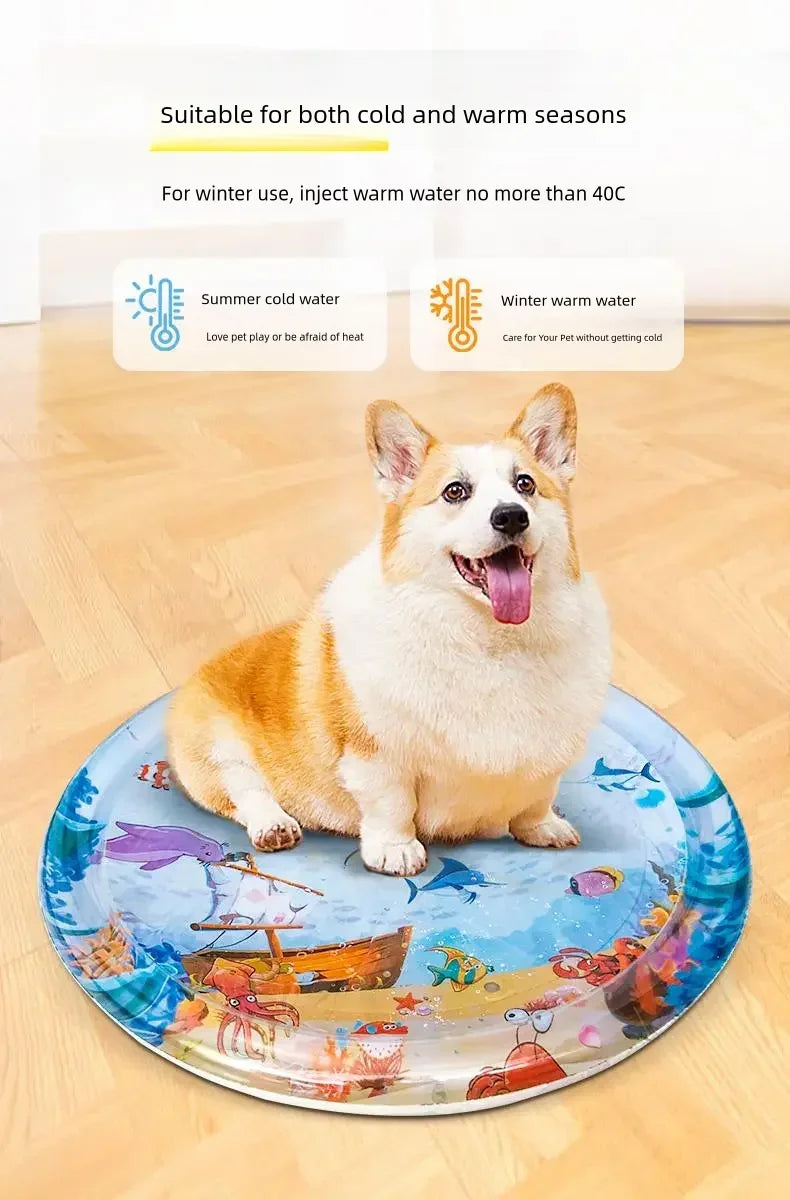 Interactive Water Sensory Play Mat for Cats & Dogs – Inflatable Thickened Sea Toy Mat with Floating Fish (2024 New)