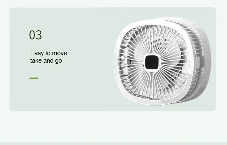 Outdoor Solar Camping Fan – 5 Speeds, LED Light, USB Rechargeable & Power Bank Function, Quiet Portable Electric Fan