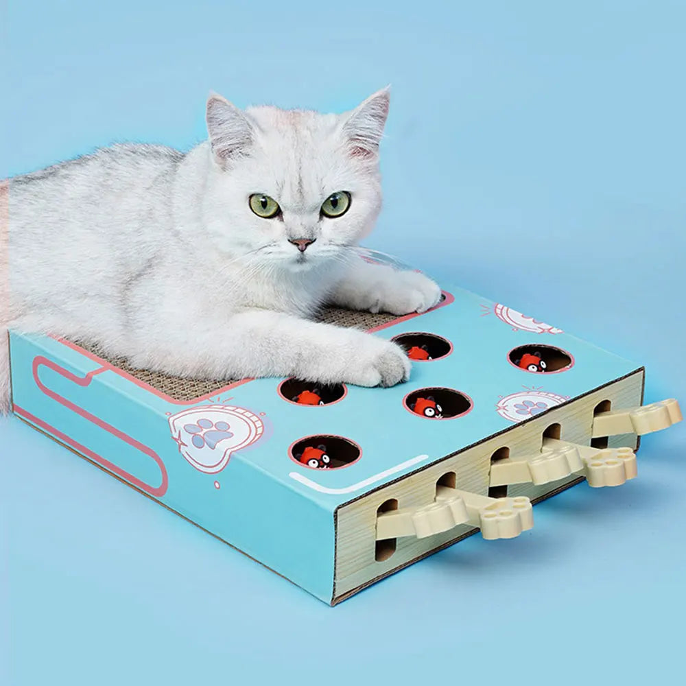 Whack-a-Mole Cat Toy – Interactive Scratching Board & Claw Grinder