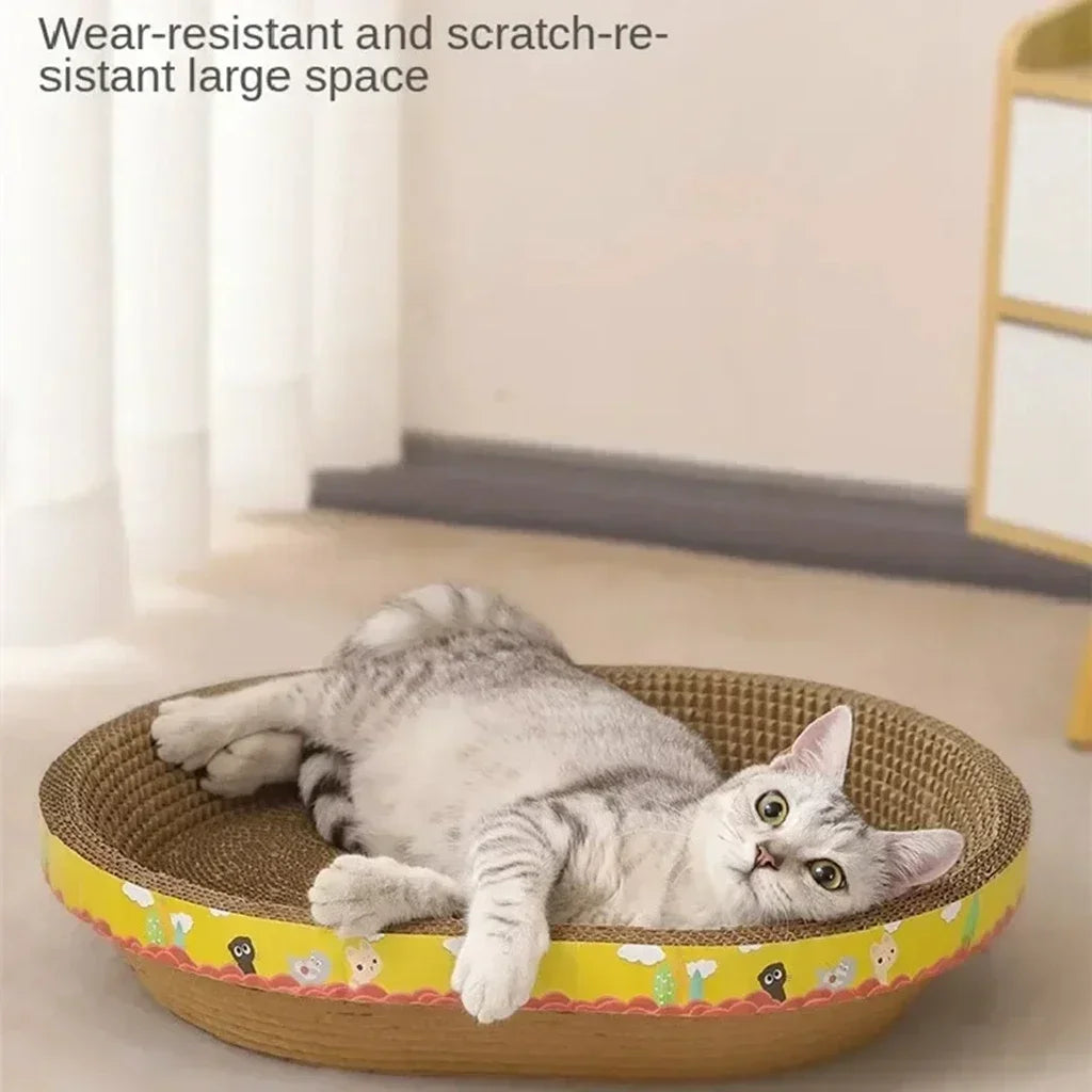 🐱 Oval Cat Scratching Board – Furniture Protector & Cozy Cat Nest