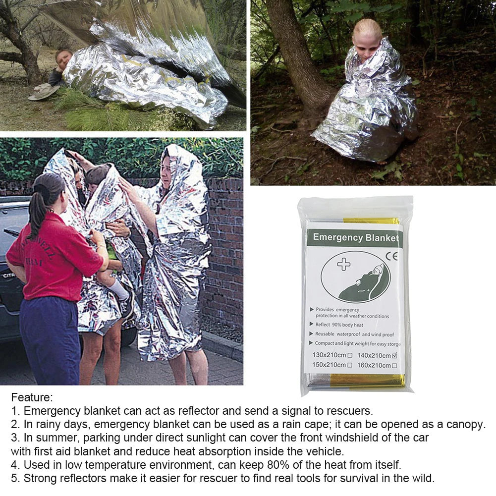 Emergency Thermal Blanket – Waterproof, Windproof Survival Rescue Blanket for Outdoor First Aid & Camping