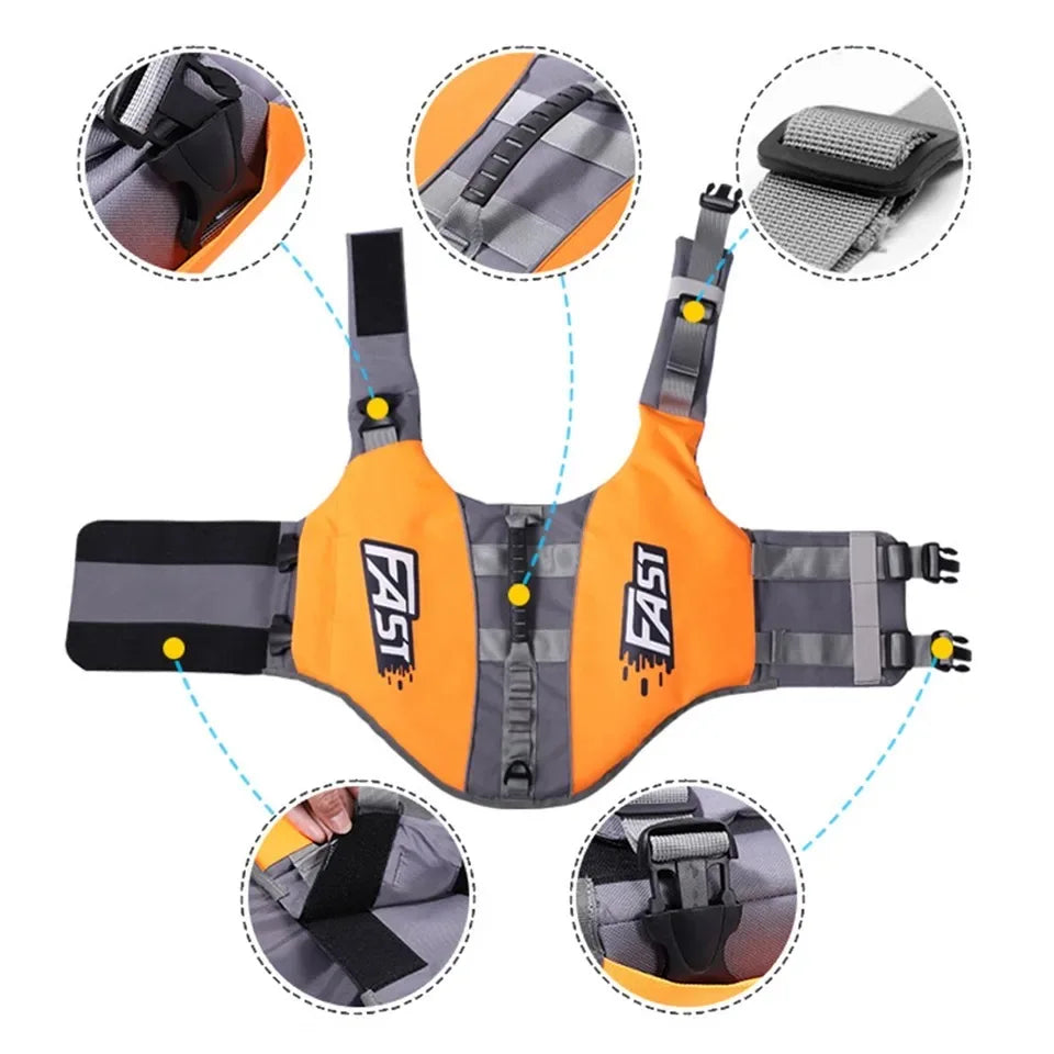 🛟 Pet Swimming Life Jacket – Reflective Adjustable Safety Vest for Dogs (Summer Surf & Pool Use)
