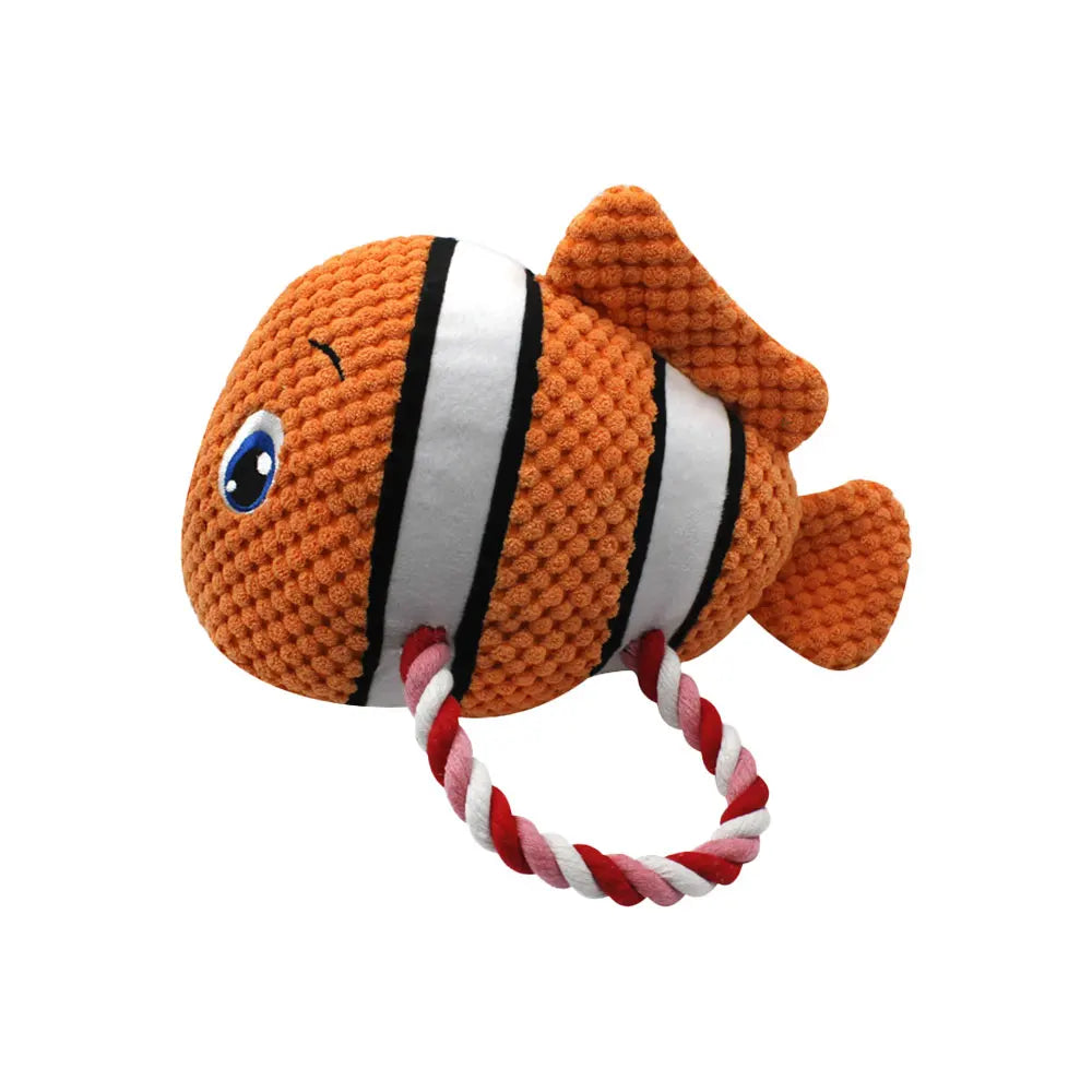 Bite-Resistant Squeaky Dog Plush Toy – Shark, Turtle, Fish Chew Toys for Puppies and Dogs