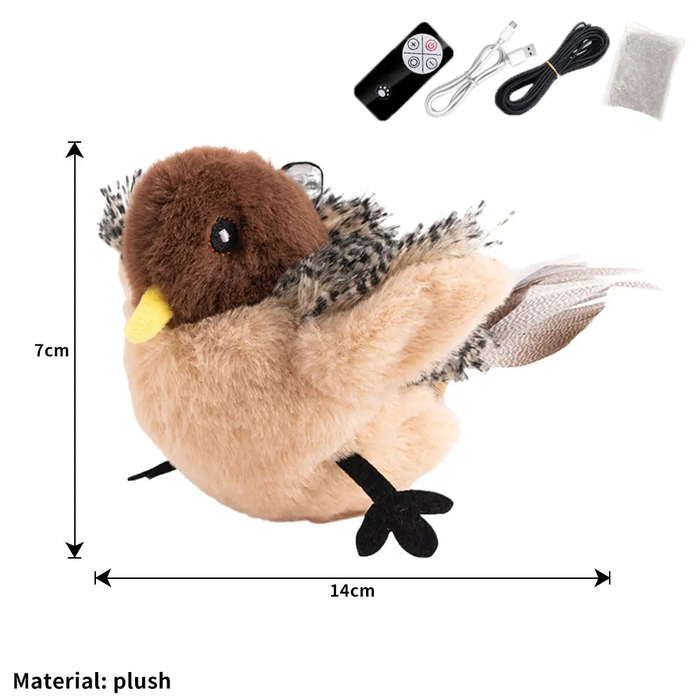 Remote Control Flying Bird Cat Toy – Interactive Catnip Sparrow with Flapping Wings & Chirping Sounds