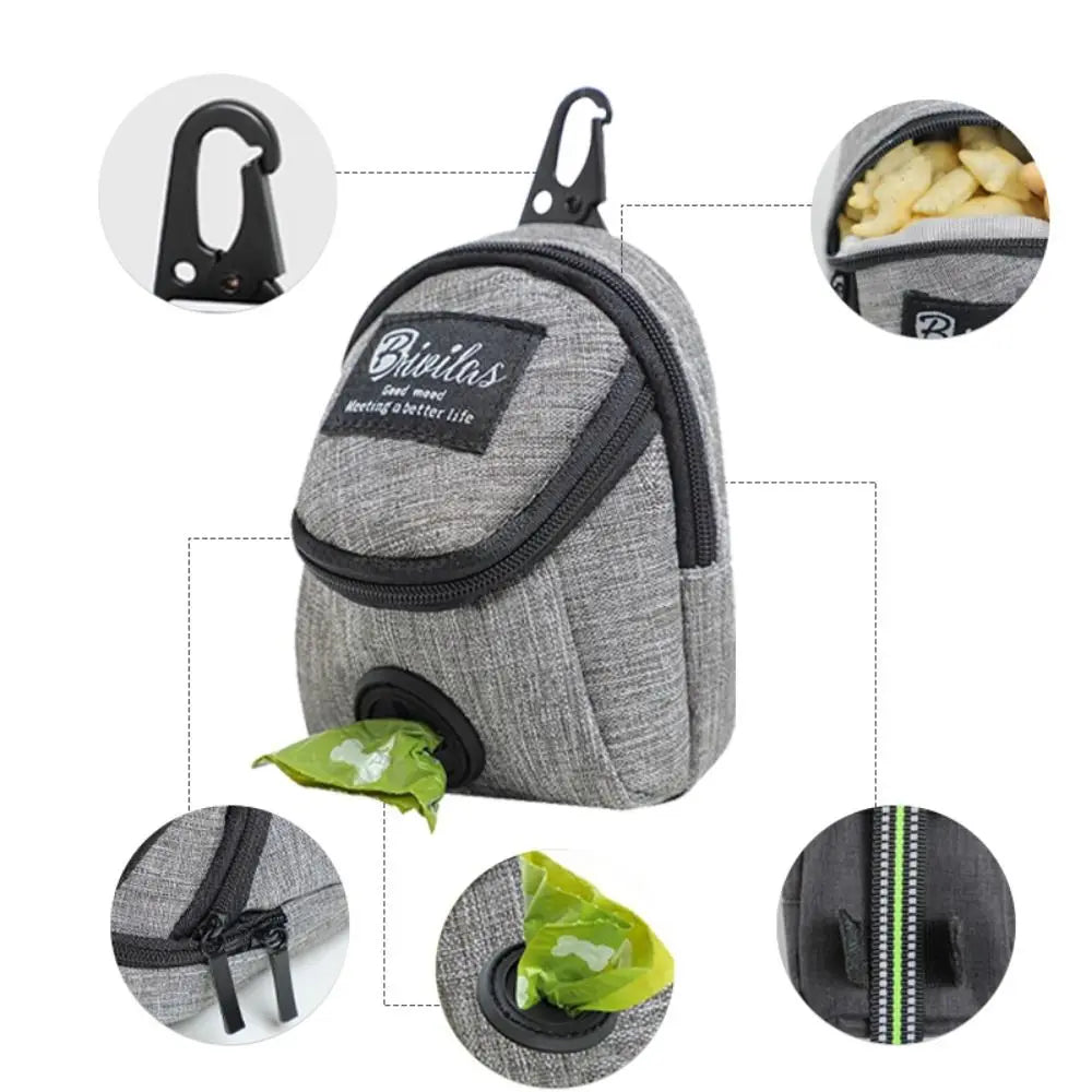 Portable Dog Training Treat Pouch – Outdoor Dog Snack Bag with Waist Strap & Poop Bag Holder