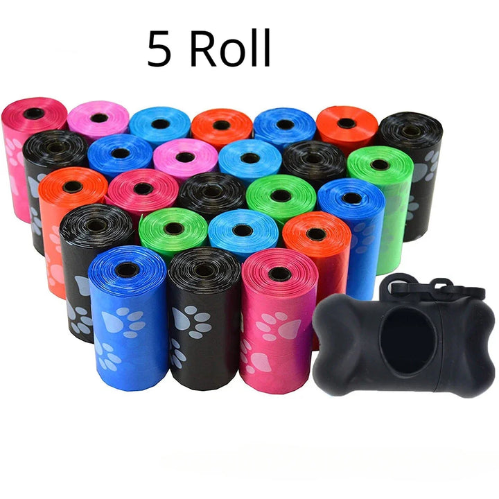 Solid Color Printed Pet Poop Bags – Leak-Proof Portable Dog Waste Bags for Walks & Cleanup