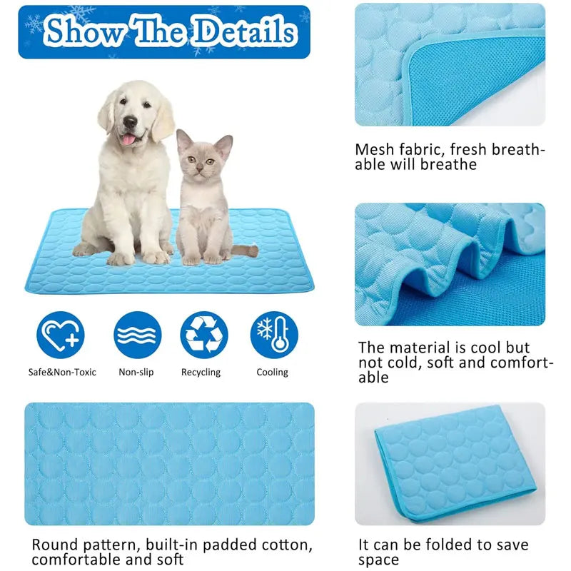 Dogs Self-Cooling Mat – Summer Ice Silk Sleeping Pad for Pets: