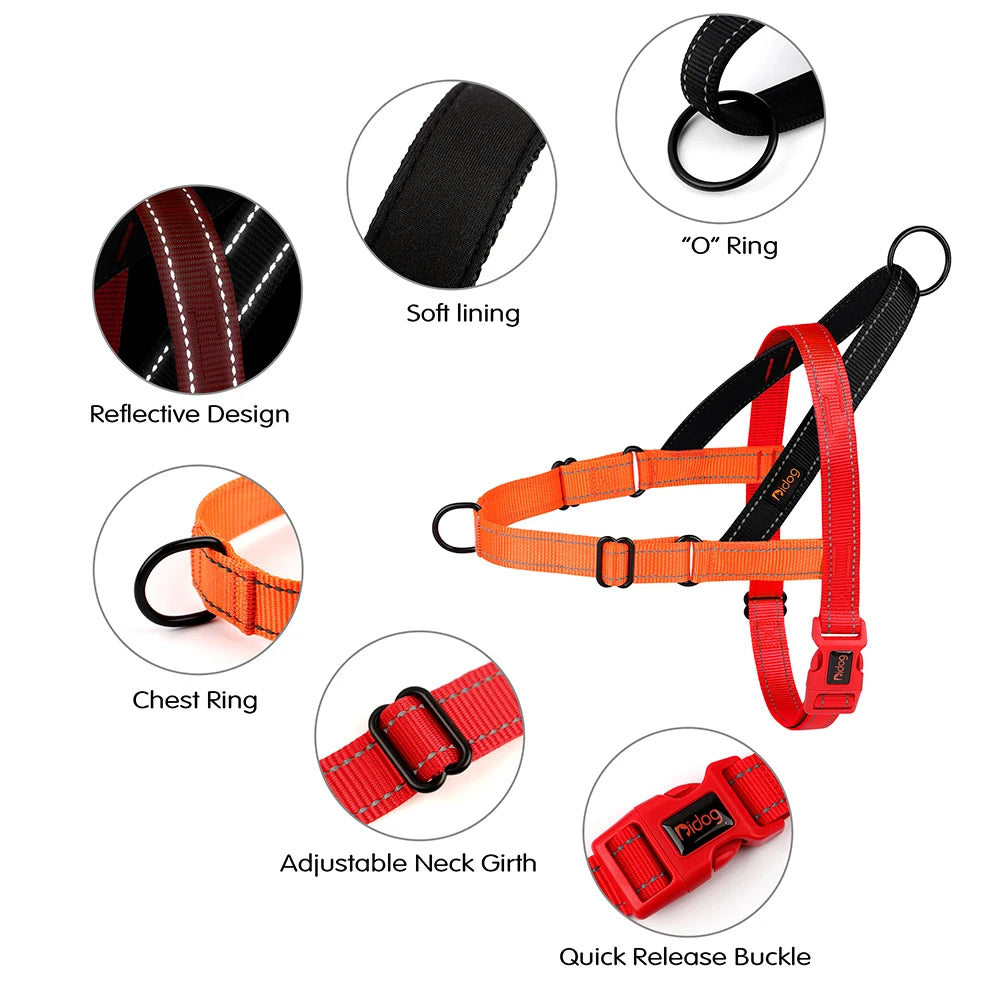 🐶 Reflective No-Pull Nylon Dog Harness – Adjustable Vest for Small to Large Dogs 🐾