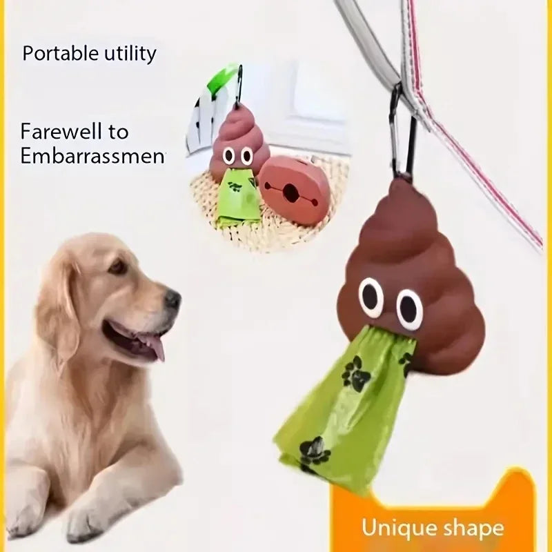 Funny Poop-Shaped Dog Waste Bag Dispenser – Portable Poop Bag Holder with Clip for Leash, Outdoor Walking & Travel