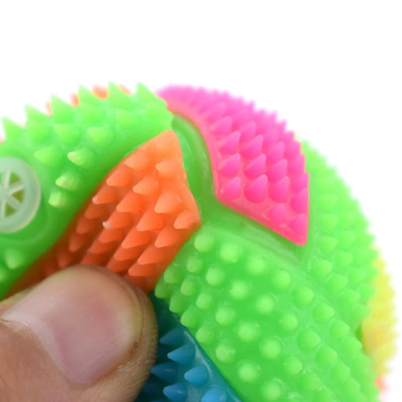 Squeaky Glowing Dog Chew Ball – Non-Toxic Rubber Toy for Small to Large Dogs, Teeth Cleaning & Boredom Relief