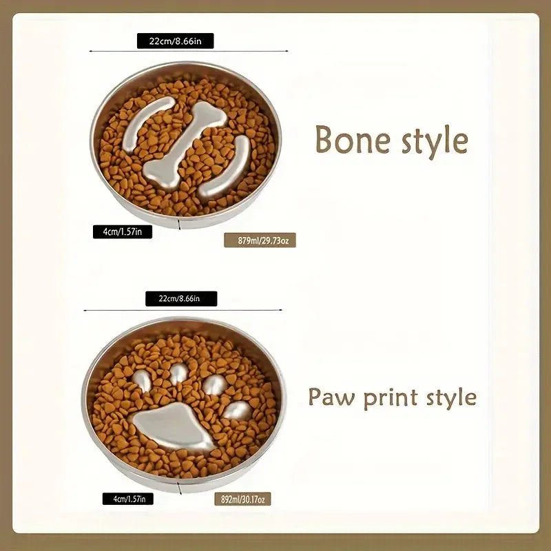Premium Stainless Steel Slow Feeder Pet Bowl with Cervical Spine Protection – Anti-Choke Dog & Cat Food Bowl