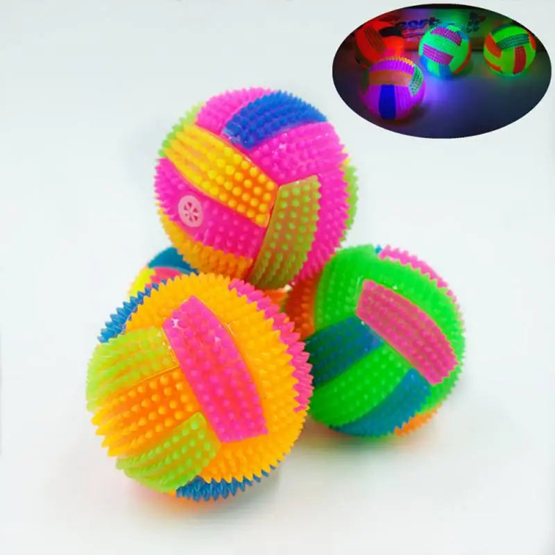 LED Glowing Ball Dog Toy – Bouncy Chew Ball for Puppies & Small Dogs, Colorful Light Molar Toy for Interactive Pet Play