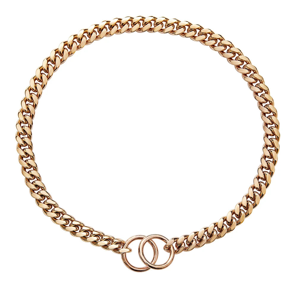 🐕 Heavy-Duty Gold Chain Dog Choke Collar – 10mm Gold-Plated Stainless Steel