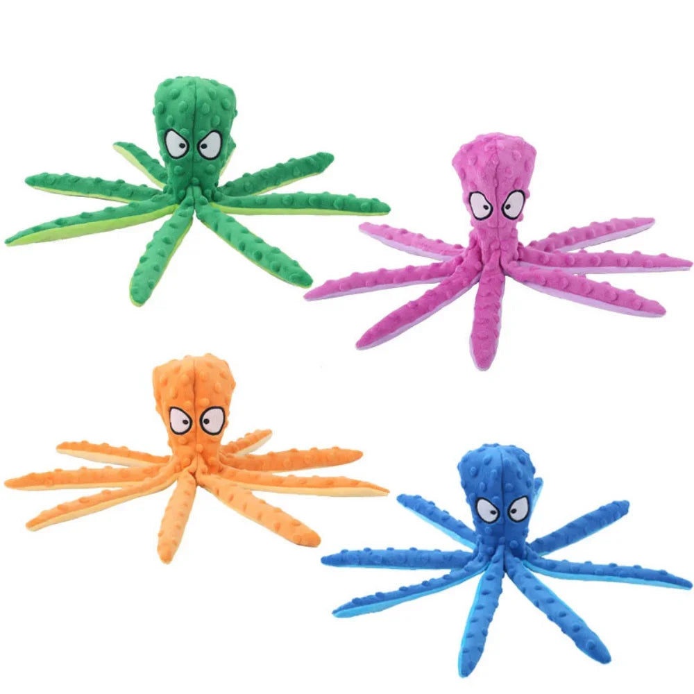 Interactive Plush Octopus Pet Toy – Bite-Resistant Voice Puzzle Toy for Cats & Dogs – Chew & Teeth Cleaning Pet Toy