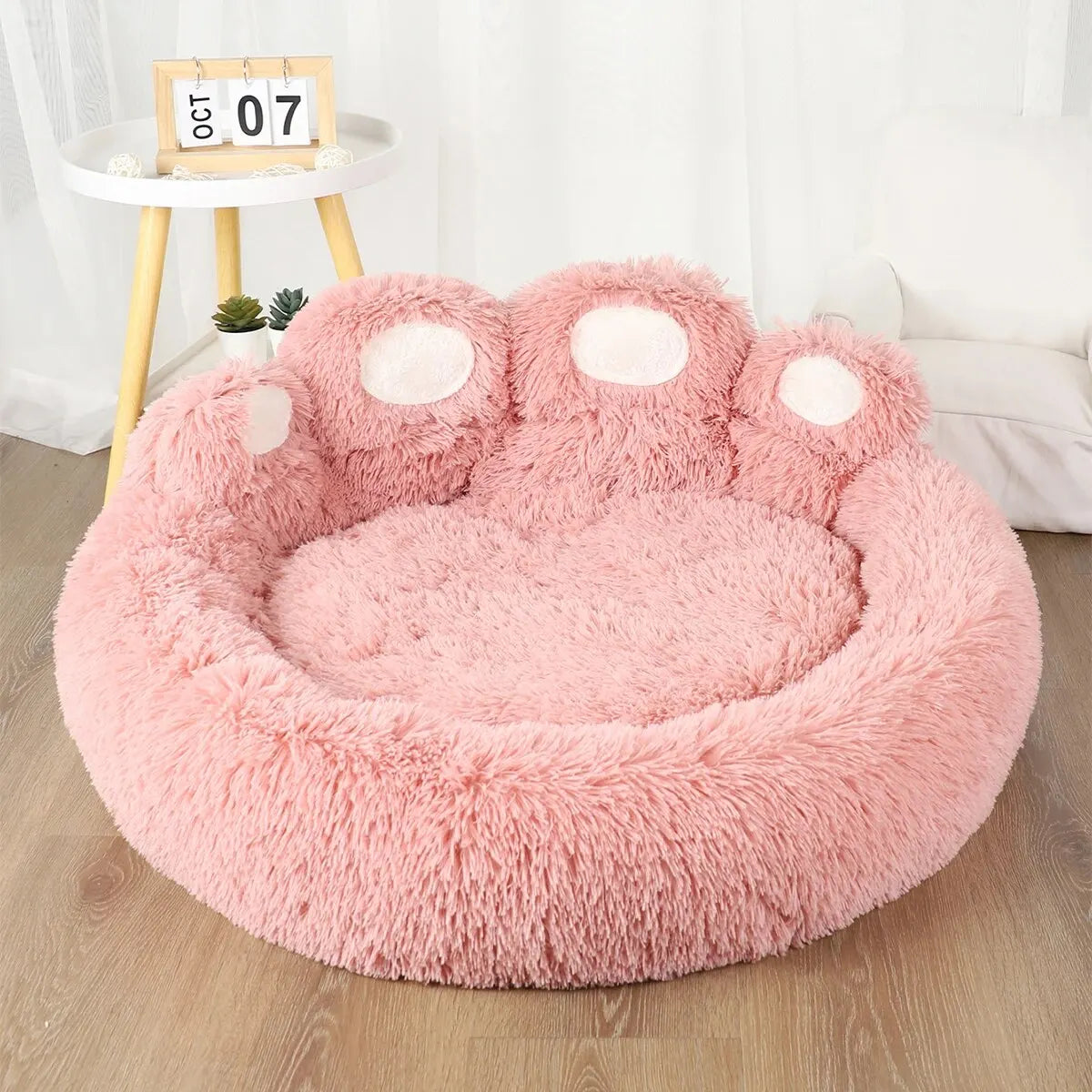 Cute Bear Paw Dog & Cat Bed – Soft Fluffy Pet Sofa Bed for Small to Large Pets