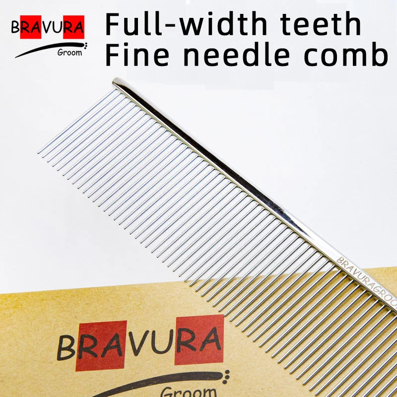 BAVURA Stainless Steel Pet Dematting Comb – Grooming Tool for Dogs & Cats | Removes Loose Undercoat, Mats & Tangles
