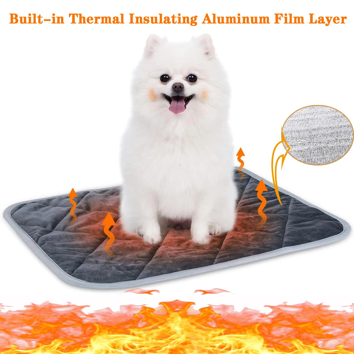 Self-Heating Pet Pad – Thermal Crate Mat for Small & Medium Dogs and Cats, Washable Anti-Slip Kennel Mat
