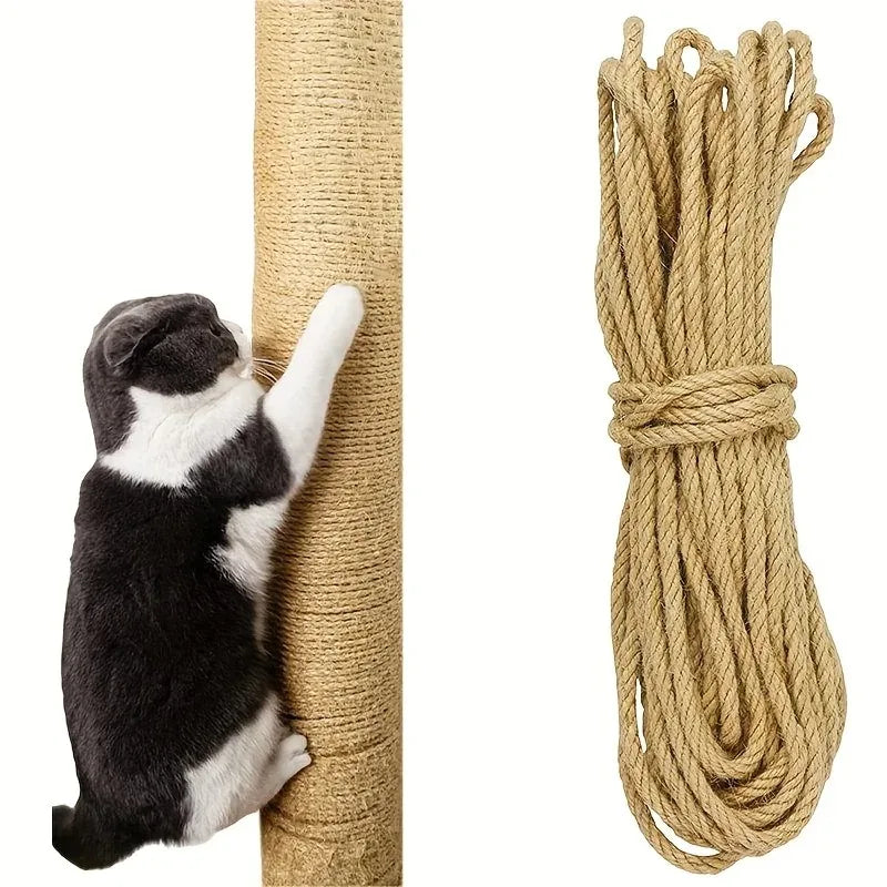 10/20/50M 6MM Natural Sisal Rope – Cat Scratcher Rope for DIY Cat Trees, Posts & Furniture Protection