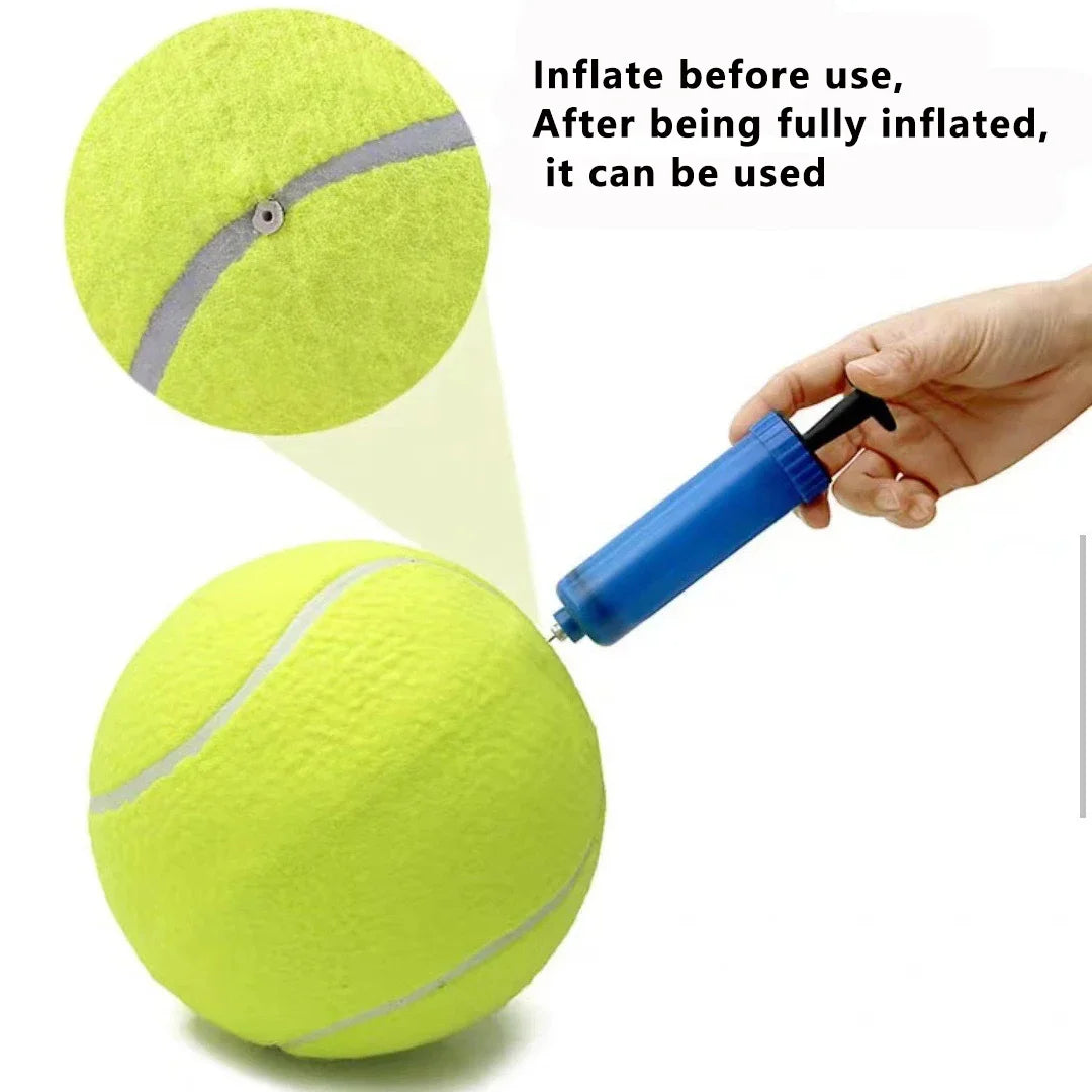 Giant Inflatable Tennis Ball for Dogs – 7"/9.5" Training Toy with Air Pump