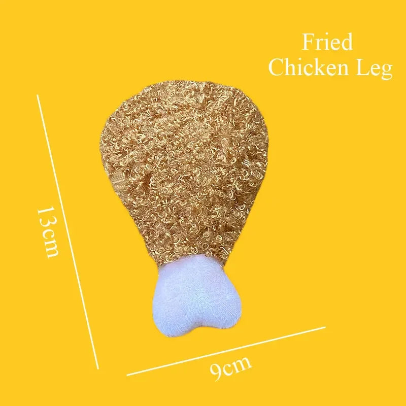 🧸 Plush Dog Toys – Squeaky Soft Pet Chew Toys (Ice Cream, Fries, Hamburger)