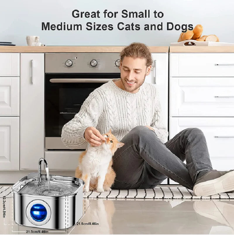 🐾 3.2L 304 Stainless Steel Pet Water Fountain – Super Quiet Automatic Cat Drinking Fountain