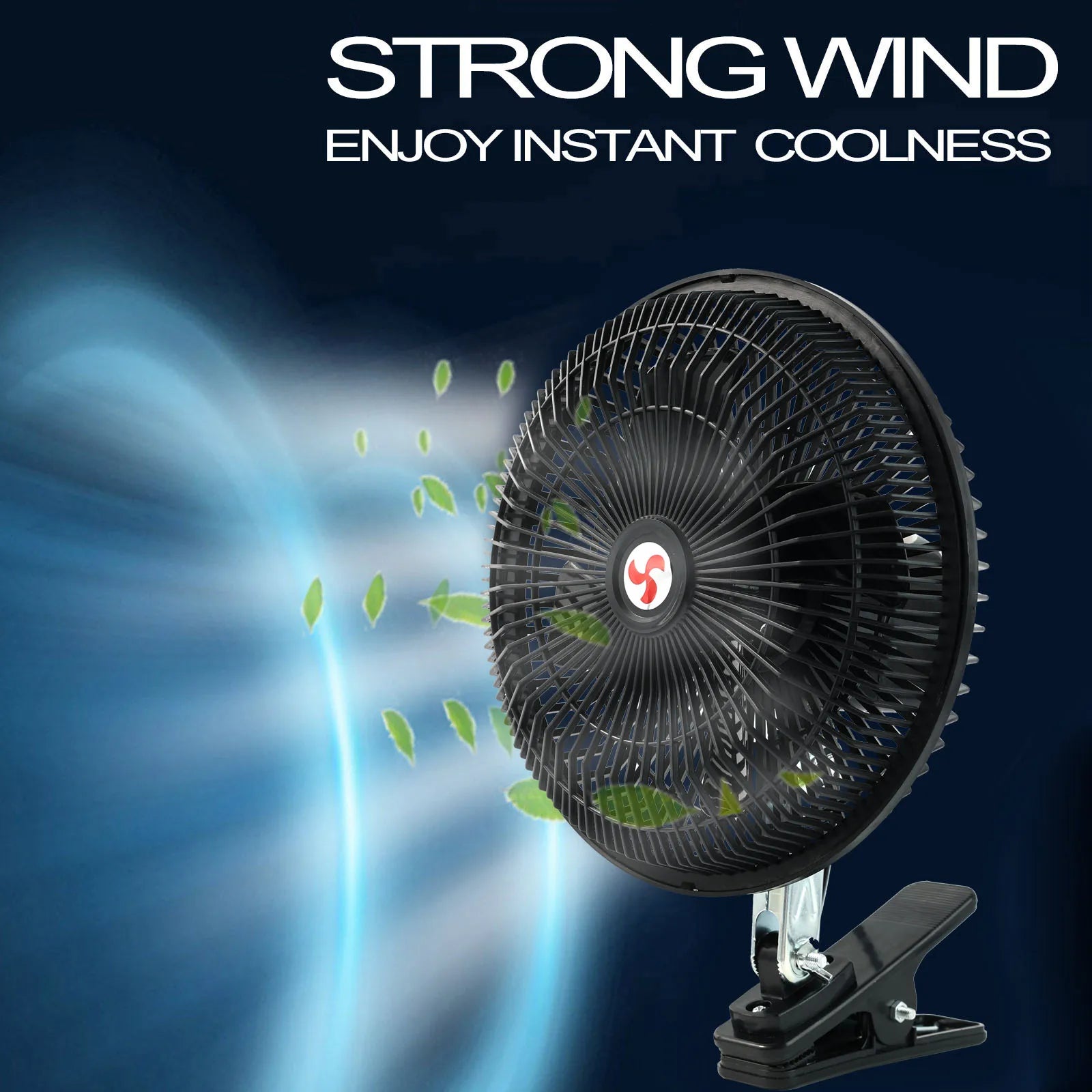 12V 8'' 360° Rotatable Car Cooling Oscillating Fan – Clip-On Ceiling Electric Travel Fan for Summer Auto Cooling