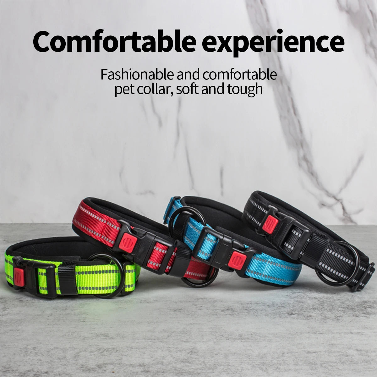Reflective Adjustable Dog Collar – Soft Foam Neck, Colorful & Fashionable, for Small, Medium & Large Dogs