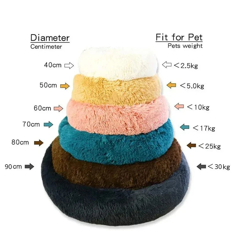 Round Plush Dog Bed – Winter Warm Washable Cat & Dog Basket Bed for Small, Medium & Large Pets
